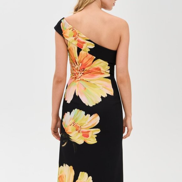 Black Halo Dolan One-Shoulder Gown Black Bursting Bloom 4 - Picture 5 of 16